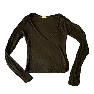 brandy melville john galt black ribbed long sleeve